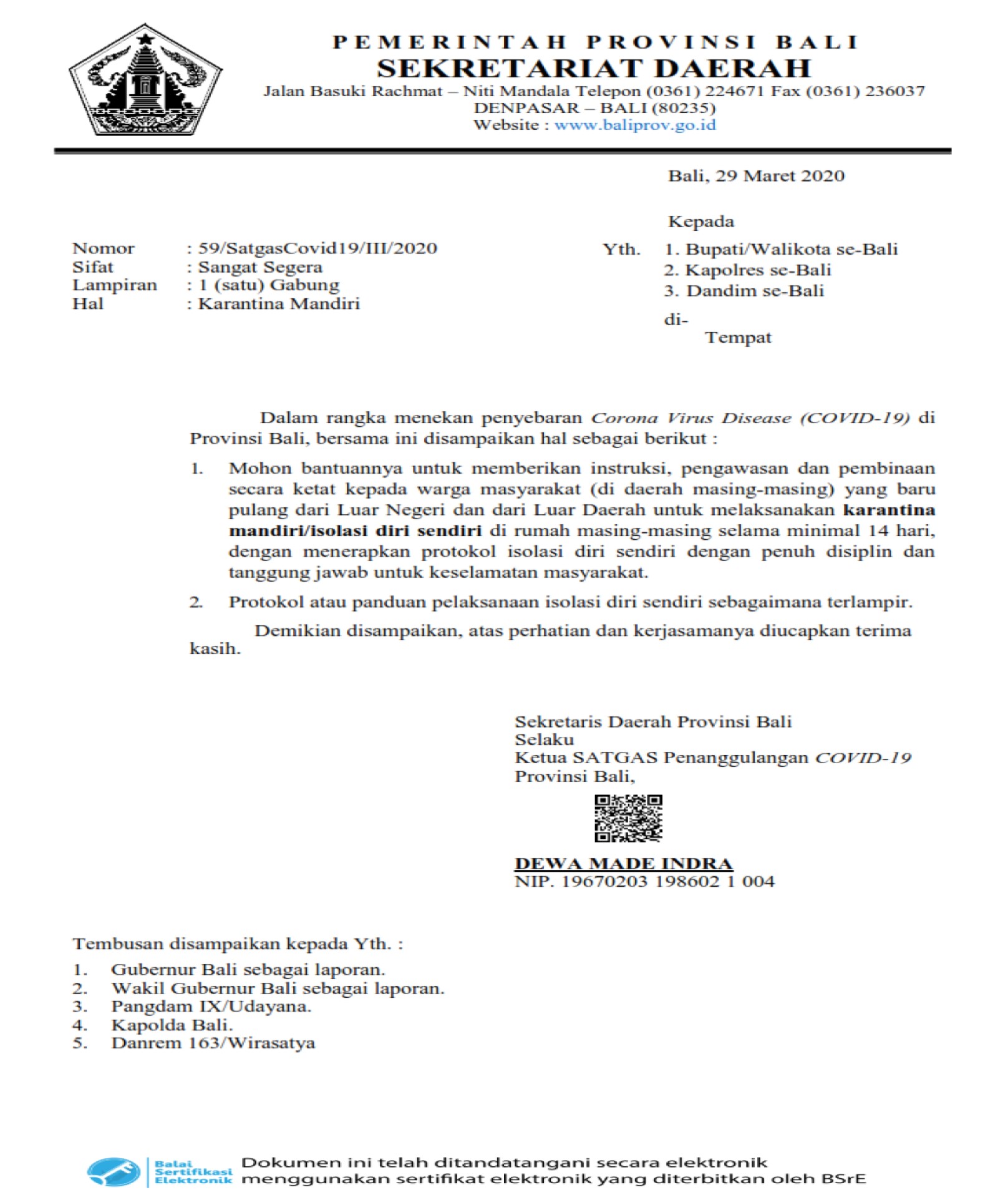 surat-ketua-satgas-covid-19-bali-tentang-karantina-mandiri